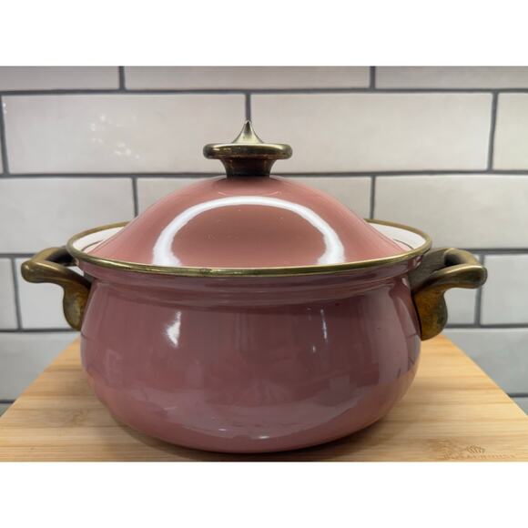 Mikasa Grande Chef Antique Rose UN512 Enamel Metal Ejiri Japan 3.25 Qt. - Picture 1 of 9